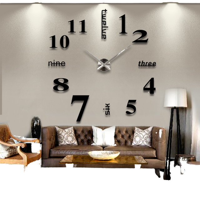 Modern Frameless Large Analog Quartz Art Deco Design DIY Single Face Still Life Living Room Wall Clock Sticker