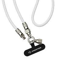 Câble USB multifonctionnel portable 2-en-1 en nylon tressé avec lanière de téléphone et chargement rapide Type-C – Vente en gros