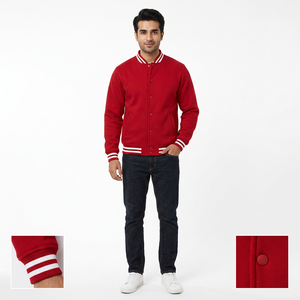 Custom 100% Cotton <b>Baseball</b> Varsity <b>Jacket</b> <b>for</b> <b>Men</b> Premium Fabric Classic <b>Baseball</b> Style Stand Collar Front Breathable Loose Fit - Product Image 1