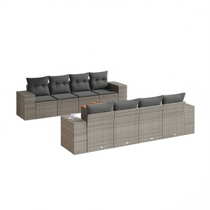 Modular Gray Pe Rattan Garden <b>Sofa</b> <b>Set</b> Outdoor Furniture Contemporary Design High Density Foam Cushions UV Resistant - Product Image 1