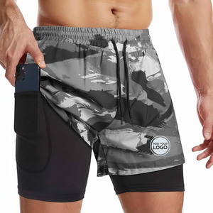 Short de course 2 en 1 camouflage Design personnalisé pour hommes Short de sport d'entraînement de 5 pouces pour hommes Short d'entraînement léger à séchage rapide - Product Image 1