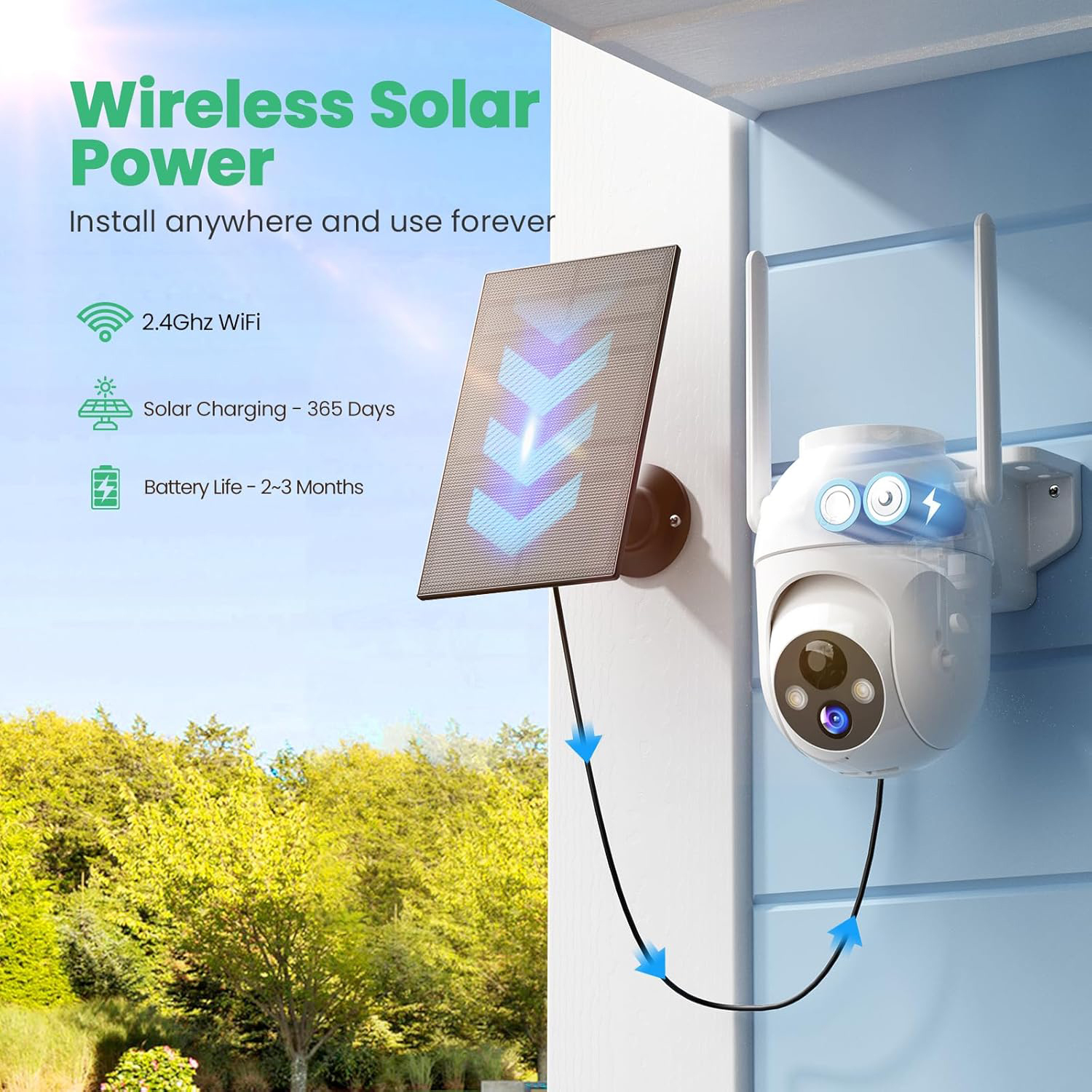 2K Outdoor CloudEdge Camera Solar Battery 360 Degree WiFi Dome Camera Wireless with Color Night Vision and Alex · image 3
