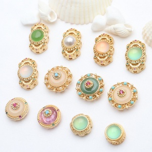 Bracelet de perles de sable incrustées d'or ancien avec perles intercalaires en zircon œil de chat et pierre de lune, composants de bijoux - Product Image 5