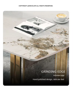 Ensemble de table à manger de luxe en marbre pour cuisine, table console d'angle, mobilier, ensemble de table à manger 6 places - Product Image 3