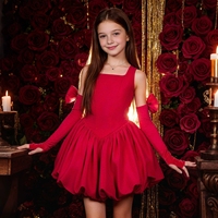 Robe de princesse pour fille, vêtements pour enfants en gros, robe de fête pour fille avec fleurs 3D appliquées, longueur genou, bretelles spaghetti