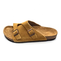 Sandales Sabots Classiques Unisexe en Daim de Vison avec Boucles Métalliques Réglables, Semelle Liège, Hiver, Douces, Respirantes, Rehaussantes pour Hommes