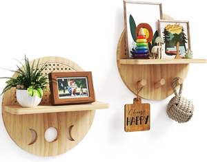 JUNJI-<span class=keywords><strong>Estantes</strong></span> flotantes de madera de 3 piezas <span class=keywords><strong>para</strong></span> colgar en la pared, estante de hierro de plástico metálico <span class=keywords><strong>para</strong></span> uso doméstico <span class=keywords><strong>para</strong></span> cocina, especias, ropa - Product Image 1