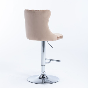 A&A Furniture Swivel Velvet Barstools <b>Adjustable</b> Height 25-33 Inch Modern Upholstered Chrome Base <b>Bar</b> <b>Stools</b> - Product Image 5