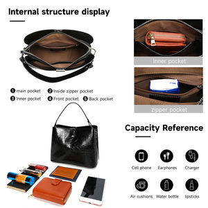 Designer dames lederen schoudertas, lederen handtas en portemonnee, echt lederen dames crossbody schoudertas - Product Image 3