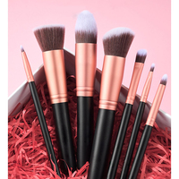 Set Kuas Rias Wajah Bubuk Sintetis Premium, Eye Shadow Rose Gold, Sikat Rias Label Pribadi