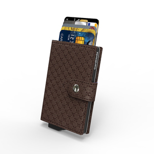 Porte-cartes fin en PU CardHoda avec motif géométrique et fermeture à bouton, design unisexe - Product Image 2