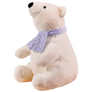 Eşarp Mini Polar doldurulmuş oyuncaklar promosyon oyuncaklar ile süper yumuşak sevimli kutup ayısı peluş oyuncak
