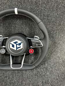 Volant sport en cuir <span class=keywords><strong>rouge</strong></span> sur mesure avec surpiqûres personnalisées pour <span class=keywords><strong>Audi</strong></span> B8 B9 <span class=keywords><strong>R8</strong></span> Q5 Q3 MK3 TTRS TTS MK2 S3 Accessoires de voiture - Product Image 4