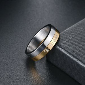 Anelli Girevoli in Acciaio Inossidabile per Coppie, Fedi Incise 'His Queen Her King' in Oro e Argento - Product Image 4
