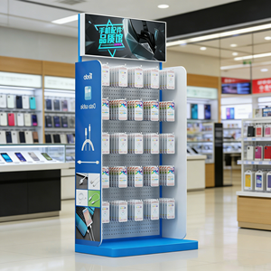 Présentoir pliable pour accessoires de téléphone portable avec crochets, présentoir de vente au détail pliable - Product Image 1