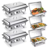Juego de Buffet Multifuncional de Acero Inoxidable, Calentador de Comida para Buffet, Combustible de Gas, Diseño Desmontable para Restaurante