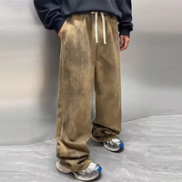 Pantalones Deportivos Anchos para Hombre, de Felpa de Algodón Grueso de 450 g/m², con Cordón Ajustable, Estilo Urbano, Personalizables con Logotipo