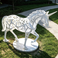 Sculpture lumineuse LED licorne creuse (acier thermolaqué + source de lumière LED) - Éclairage décoratif étanche IP65 pour parcs et mariages