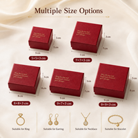 Boîte d'emballage de bijoux personnalisée en gros avec logo pour bague, boucles d'oreilles, collier, bracelet, boîte cadeau rouge avec couvercle