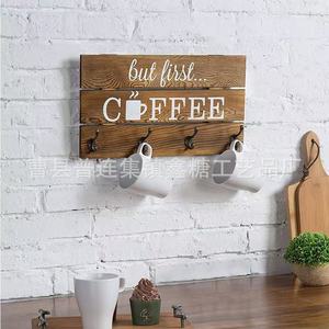 Wooden Teacup Storage Rack <b>Wall</b> <b>Mounted</b> Mug Organizer Rectangle Custom Made Hanging <b>Shelf</b> - Product Image 2
