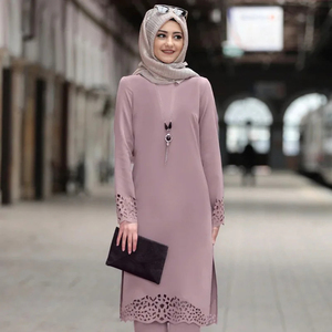 Nouvelle tenue élégante du Moyen-Orient, vêtements islamiques orientaux, <span class=keywords><strong>tunique</strong></span> à manches longues pour femmes musulmanes de Turquie, <span class=keywords><strong>ensemble</strong></span> de 2 pièces avec <span class=keywords><strong>pantalon</strong></span> - Product Image 1
