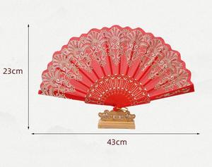 Abanico Plegable de Plástico con Polvo Dorado, Estilo Chino, para Arte, Manualidades, Regalo, Baile, Boda, Fiesta - Product Image 4