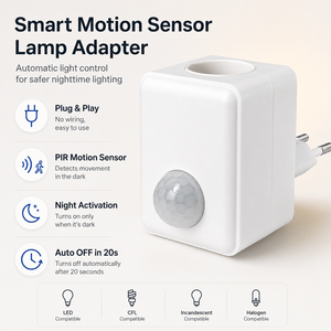 Support de lampe à induction infrarouge mural E27 à visser avec interrupteur intelligent à temporisation pour couloir d'hôtel, allée et usage domestique - Product Image 1