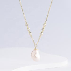 สร้อยคอไข่มุกบาโรกเงินแท้ 925 ดีไซน์สวยหรู ราคาโรงงาน เครื่องประดับวินเทจเรียบง่าย สไตล์มินิมอล เหมาะสำหรับใส่เป็นของขวัญมิตรภาพ สร้อยคอแบบซ้อนได้ - Product Image 2