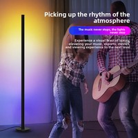 Nueva Lámpara de Pie Modular RGB con Cambio de Color, Luz Ambiental LED Modular de Tres Secciones Activada por Sonido, Luz de Ritmo Musical para Esquinas