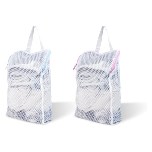 2Pcs Mesh <b>Laundry</b> Bags with Metallic Zipper Travel <b>Storage</b> <b>Organize</b> Bag Clothing Triangle Washing Bags for <b>Laundry</b>&Stocking&Wash - Product Image 1