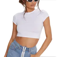 Mode Nieuwste Ontwerp Crop Top Slim Fit Katoenen T-shirt Voor Vrouwen