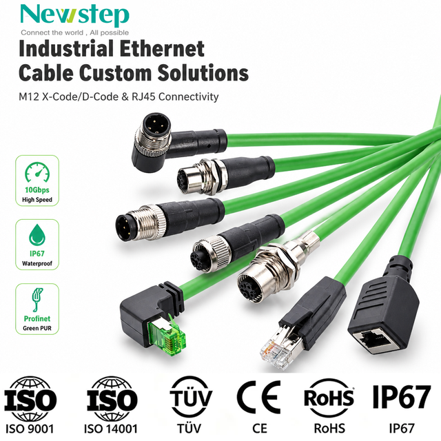 M12 to RJ45 Cable Adapter Cat6A Industrial Ethernet Cable, 10Gbps SSTP Shielded PUR Cordset, IP67 Waterproof