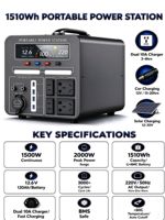Centrale Électrique Portable OEM 2000W 1500W 1510Wh, Générateur Solaire 220V pour Maison, Camping, Voyage, Urgence et Secours