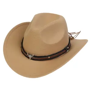Nova Fábrica Logotipo Personalizado Promocional Feltro Chapéu De Cowboy Cap Quick Dry Chapéu De Cowboy Com Aba Larga Unisex