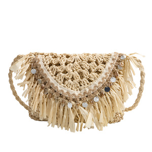 Ensemble <span class=keywords><strong>sac</strong></span> bandoulière <span class=keywords><strong>en</strong></span> <span class=keywords><strong>paille</strong></span> et chapeau <span class=keywords><strong>de</strong></span> <span class=keywords><strong>paille</strong></span> pour femme, style bohème, tissé à la main, <span class=keywords><strong>avec</strong></span> <span class=keywords><strong>pompon</strong></span> coquillage, idéal pour les vacances d'été à la <span class=keywords><strong>plage</strong></span> - Product Image 6
