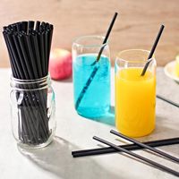 Paille biodégradable pour boissons personnalisées, thé Boba, jus, pailles noires en PLA