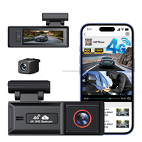 Caméra embarquée 4G en direct avec double objectif avant 4K et arrière 1080P, enregistreur GPS, surveillance à distance, contrôle par application, stockage cloud, vision nocturne DVR