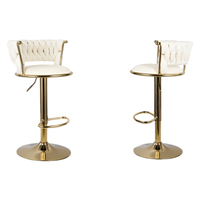 Tabouret de bar capitonné sur base métallique personnalisée, cadre doré, pivotant et réglable, OEM ODM, vente en gros pour hôtels, restaurants et salons