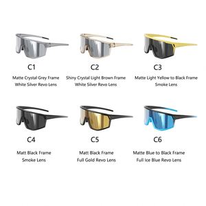 Custom Premium Hiking Sunglasses New Brand Yellow Outdoor Sports UV400 <b>Mirrored</b> Lenses Full Rim Frame for Men - Product Image 5