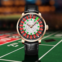 Montre mécanique automatique de luxe pour homme, avec cadran en saphir, jeu de roulette européen, cadran diamanté, bracelet en cuir