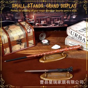 Wooden Wand Display Stand <b>Solid</b> <b>Wood</b> Single Layer <b>Desk</b> Organizer For Magic Wands Pens Decorative Rack - Product Image 5