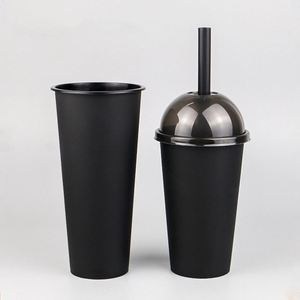 Custom <b>Reusable</b> 12/16/22oz Black <b>Bubble</b> <b>Tea</b> Coffee Single Wall PP Plastic <b>Cups</b> with High Definition Logo Printing Long Neck Yard - Product Image 2