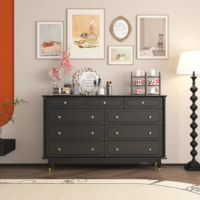 Armoire de rangement vintage en bois massif à cinq tiroirs, style français, design simple et moderne, pour chambre, entrée, salon, multi-usages