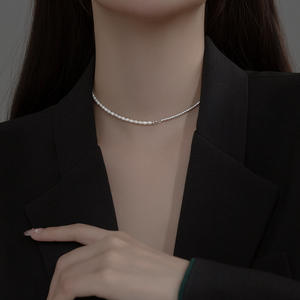 Collar de Perlas Francesas de Plata S925 para Mujer, Diseño Elegante y Simple con Cuentas de Plata Rota para Joyería de Verano - Product Image 3