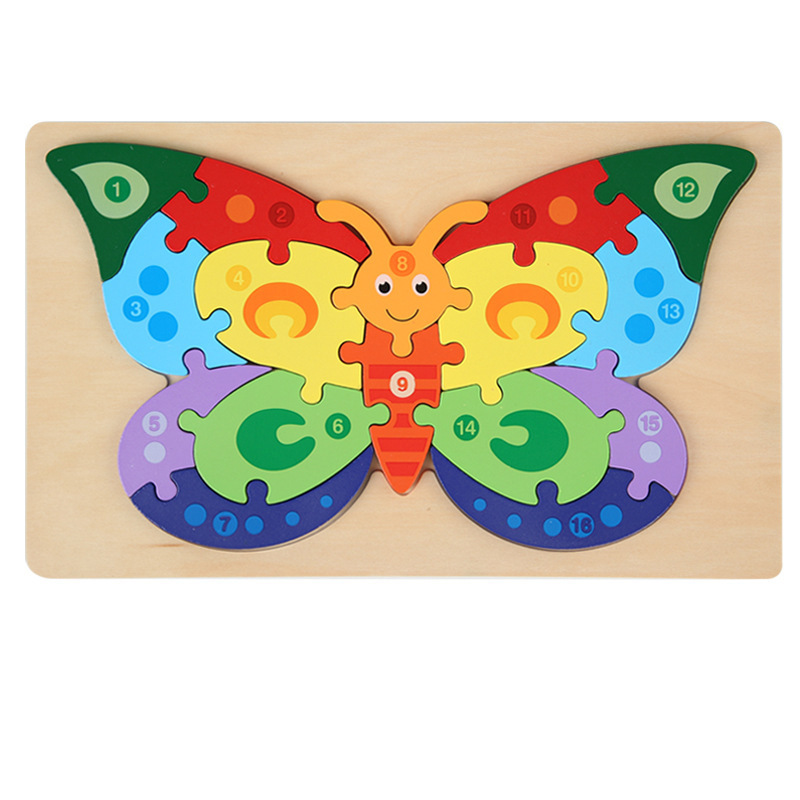 Montessori Children 3D Cartoon Dinosaur Animal Jigsaw Puzzles Board ...