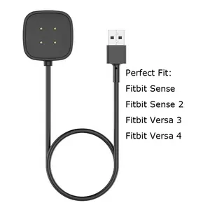 Pengisi daya magnetik CE 30cm untuk Fitbit Sense 2 pengisi daya untuk Fitbit Versa 4 3 pengisi daya Dok dasar pengisian kabel USB