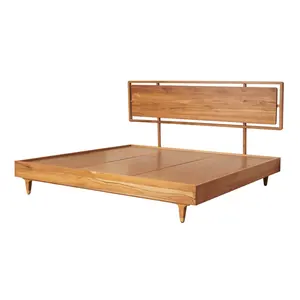 Best Sale Skandi navis cher Stil Südamerika nisches Teak 5Ft Schwimmender Bett rahmen mit messing verzierten Bett beinen