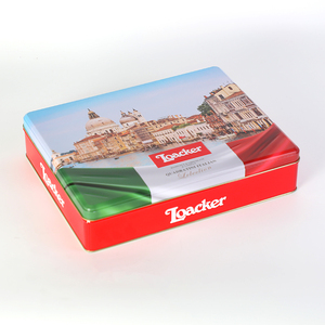 Custom Printed Rectangular Metal Box Tin Can For Cookies Chocolate Packaging