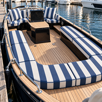 Ensemble de coussins de siège de bateau épais en mousse haute densité, résistant à l'eau, protection UV, rayures marine et blanches, avec passepoil exquis
