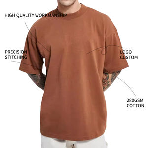 Fabricant en gros de T-shirts en coton tricoté 100% lourd, coupe oversize à épaules tombantes, style streetwear de luxe, vierges pour impression personnalisée - Product Image 2